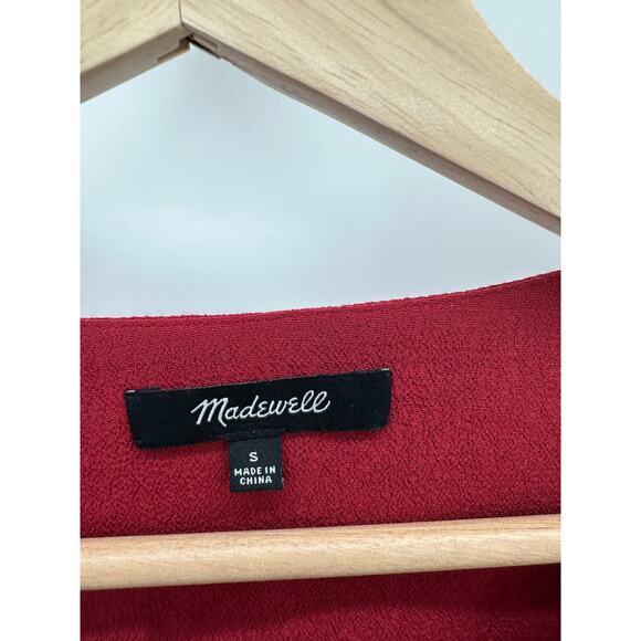Madewell Red V-Neck Long Sleeve High Low Shift Dress Women's Size Small S - Picture 6 of 8